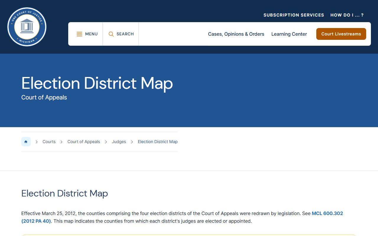 Arenac County court records appeals path on the Michigan Court of Appeals district map