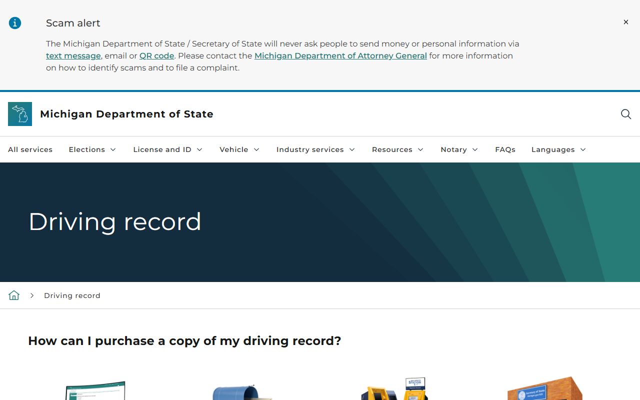 Arenac County traffic court records compared to the Michigan Secretary of State driving record page